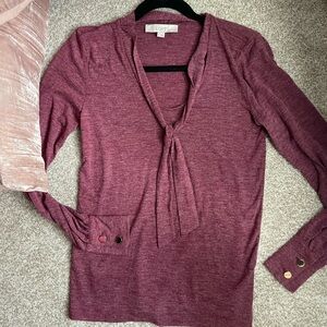 LOFT Women's Rose Long Sleeve Blouse with built-in tie neck - S